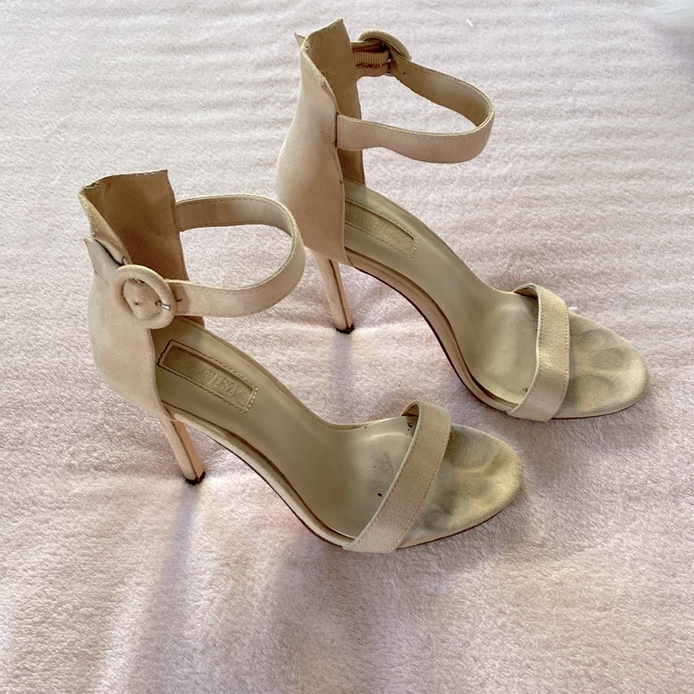 Faux Suede Beige Heels